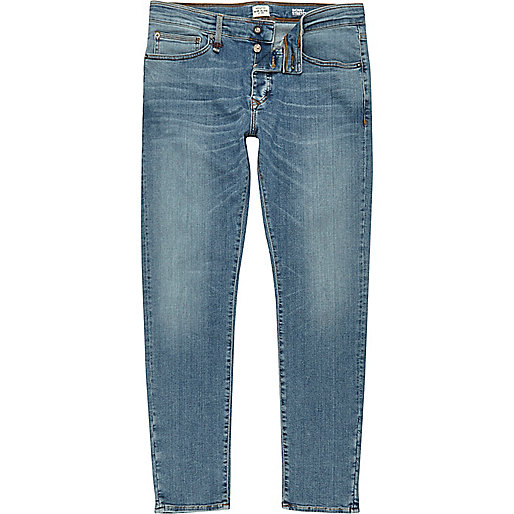 river island help,jacques-vertuk Ireland Light blue wash RI Flex Sid skinny jeans men 294734