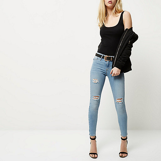 river island ollie spray on jeans,jacques-vertuk Ireland Light blue wash ripped Molly jeggings women 690652