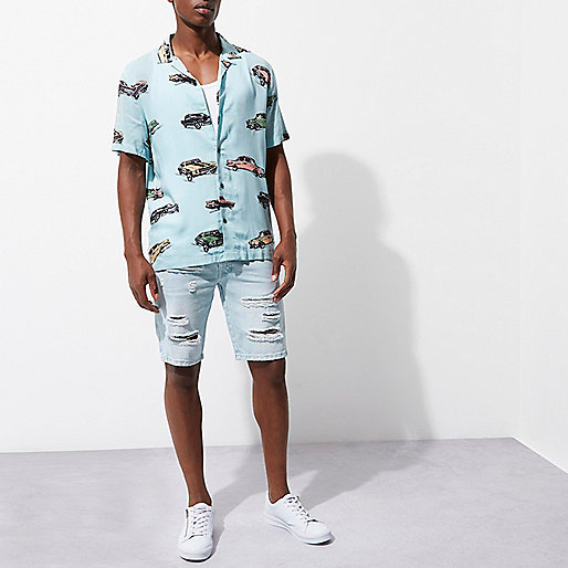 river island jackets men s,jacques-vertuk Womens Shoes Sale Light blue wash ripped slim fit denim shorts Casual Shorts Shorts men