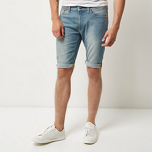 river island shiny coat,jacques-vertuk Online Winkelen Light blue wash skinny fit denim shorts Shorts Sale men