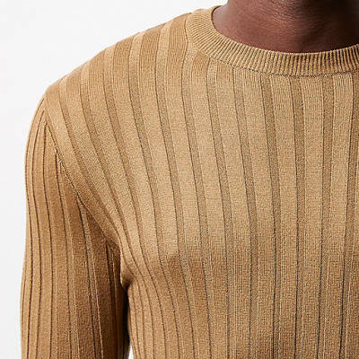 river island black knitted bodycon dress,Old Stock jacques-vertuk Light brown chunky ribbed muscle fit top Sweaters / Cardigans Sale men