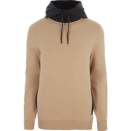 river island us sale,jacques-vertuk London Light brown contrast drawstring hoodie men 303246