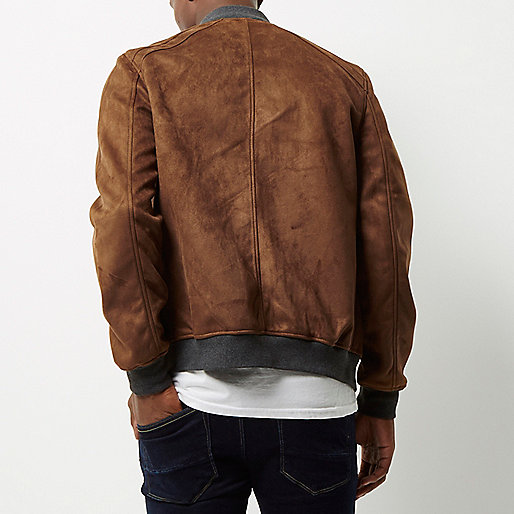 next river island jeans,jacques-vertuk UK Light brown faux suede bomber jacket men 295189