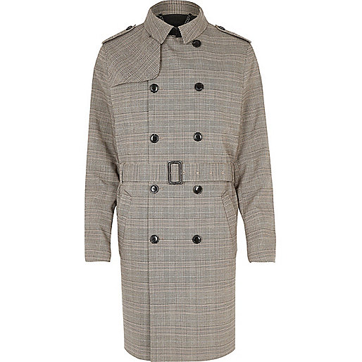 track river island order,jacques-vertuk Sale Light brown fine check mac men 296481