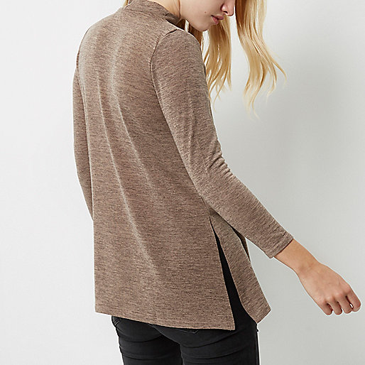 river island shacket sale,jacques-vertuk Stores Light brown knit choker top women 697034