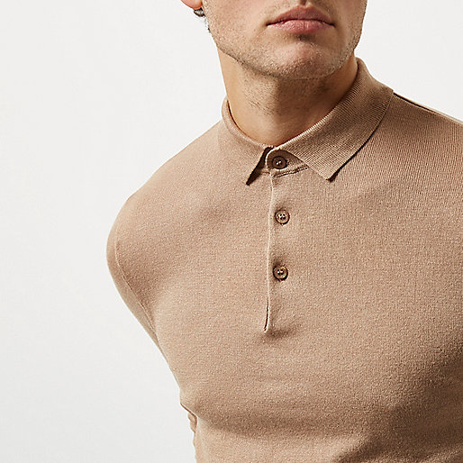 river island body bag,jacques-vertuk Stores Light brown long sleeve polo sweater men 298963