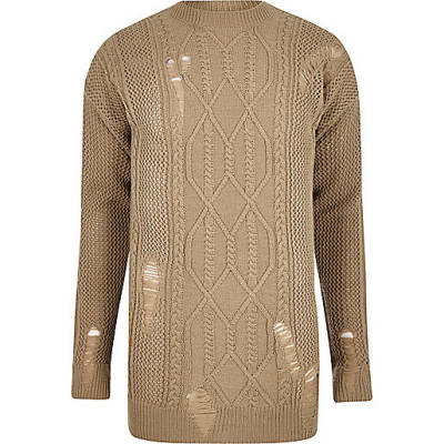 river island body bag,jacques-vertuk London Light brown mesh cable knit oversized sweater men 301608