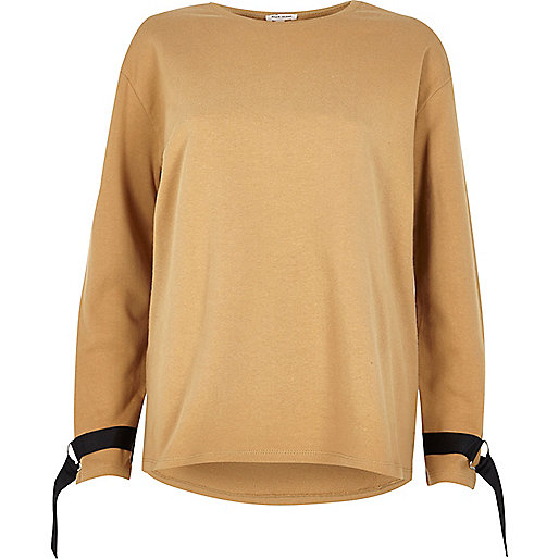 jacques-vertuk Light brown ring detail long sleeve sweater 701241 women Tops