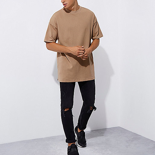 blue river island shoes,jacques-vertuk Outlet Light brown short sleeve oversized T-shirt men 302860