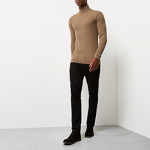 river island black friday sale,jacques-vertuk Online Light brown slim fit roll neck sweater men 297083