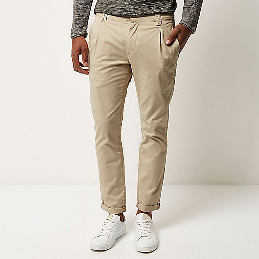 river island molly,jacques-vertuk Ladies Watches Light brown slim pleated pants Pants Sale men