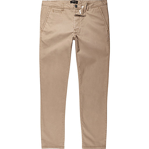 river island fashion,Rive4R Island Light brown stretch skinny chino pants Chinos Pants men