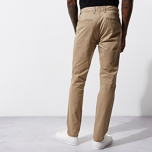 river island fashion,Rive4R Island Light brown stretch skinny chino pants Chinos Pants men