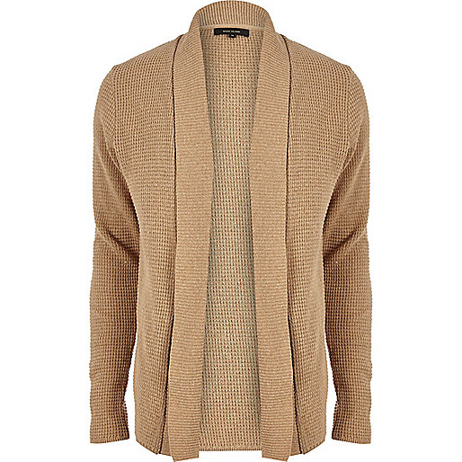 jacques-vertuk Light brown textured knitted cardigan 295888 men Jumpers / Cardigans