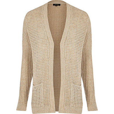 jacques-vertuk Light brown waffle knitted cardigan 297859 men Jumpers / Cardigans