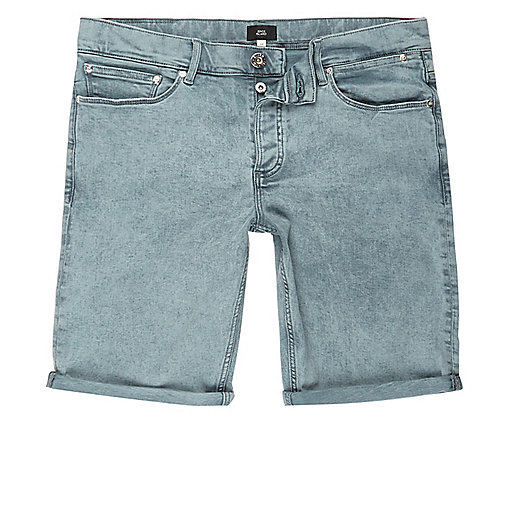 river island boutique,jacques-vertuk Trousers Sale Light green acid wash skinny denim shorts Casual Shorts Shorts men