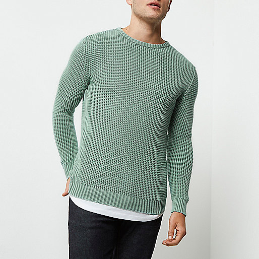 river island sid jeans,jacques-vertuk Online Light green acid wash slim fit knit sweater men 300676