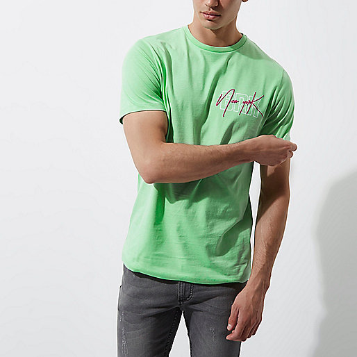 river island winter coats,jacques-vertuk New Light green 'New York' print slim fit T-shirt T-Shirts / Tanks Sale men