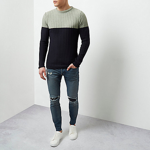 river island work bag,jacques-vertuk Offers Light green ribbed knit color block sweater Sweaters / Cardigans Sale men