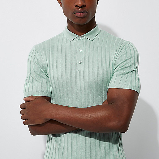 river island scarves,jacques-vertuk London Light green ribbed muscle fit polo shirt men 302417