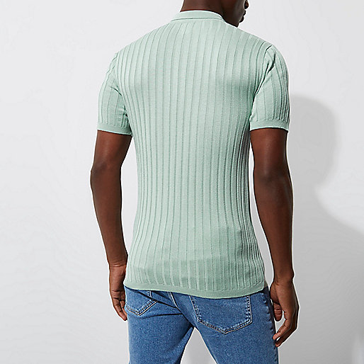 river island scarves,jacques-vertuk London Light green ribbed muscle fit polo shirt men 302417