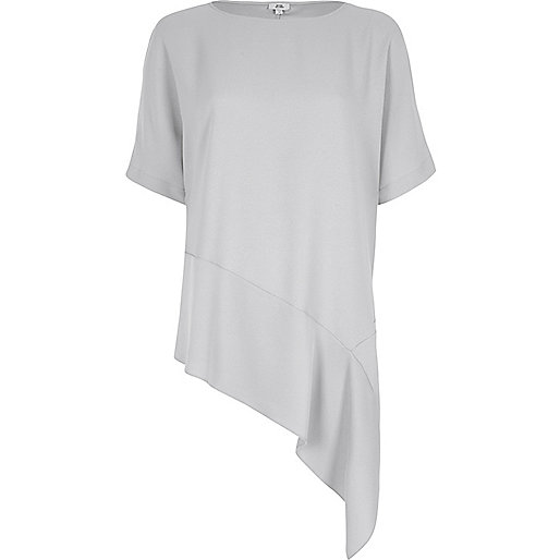 pink fluffy bag river island,Www Riverisland Com Uk Clothes Light grey asymmetric hem T-shirt Blouses Tops women