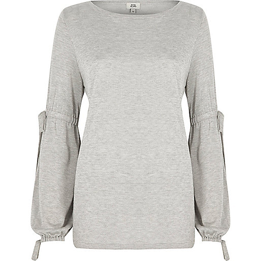 jacques-vertuk Light grey balloon tie sleeve sweater 704462 women Knitwear Knitted Tops