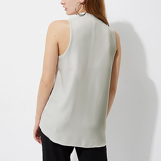 river island sculpt jeans,jacques-vertuk UK Light grey D-ring tie neck sleeveless top women 709554