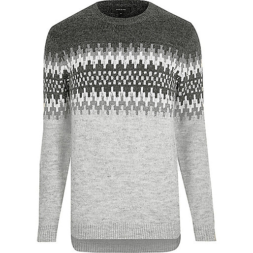 jacques-vertuk Light grey fairisle knit sweater 296777 men Jumpers / Cardigans