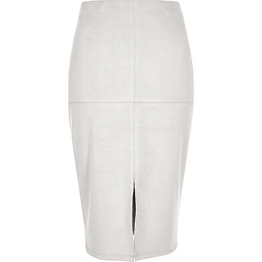 river island womens black coat,Clothes Shop jacques-vertuk Light grey faux suede pencil skirt Midi Skirts Skirts women