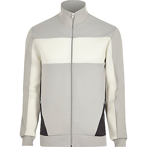 jacques-vertuk Light grey mesh color block track jacket 299093 men Coats / Jackets