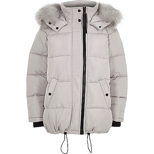 river island sparkle shoes,jacques-vertuk B Light grey oversized fur trim puffer coat Jackets Coats / Jackets women