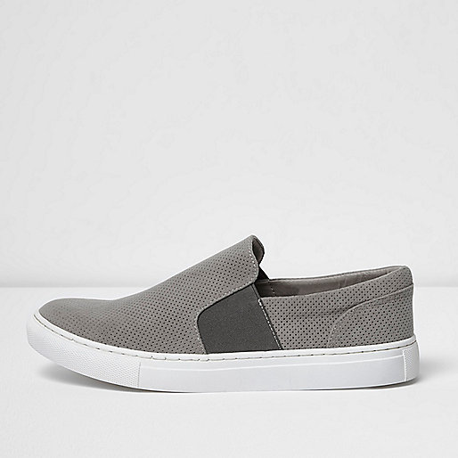 jacques-vertuk Light grey perforated slip on plimsolls 299413 men Shoes / Boots Trainers