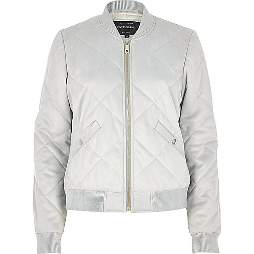 jacques-vertuk Light grey quilted faux suede bomber jacket 686880 women Coats / Jackets