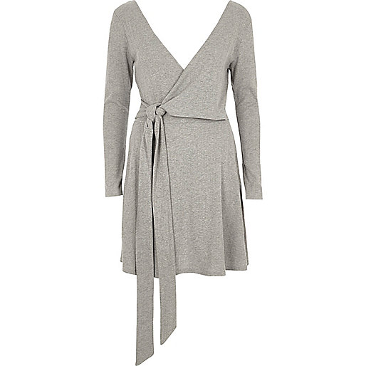 river island fur lined parka,jacques-vertuk Outlet Light grey rib wrap ballet mini dress women 708396