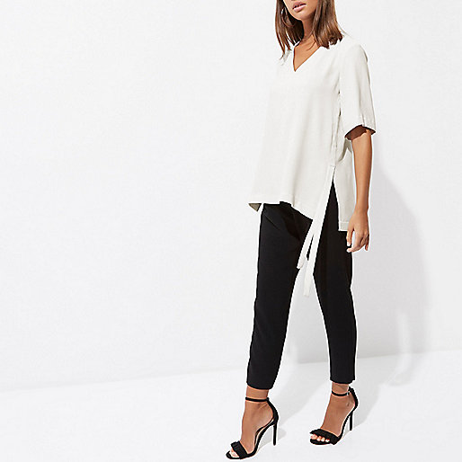 river island white platform sandals,jacques-vertuk Jeans Ireland Light grey short sleeve tie side T-shirt Blouses Tops women