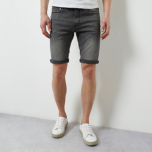 river island tiered dress,jacques-vertuk Online South Africa Light grey skinny fit distressed shorts Shorts Sale men