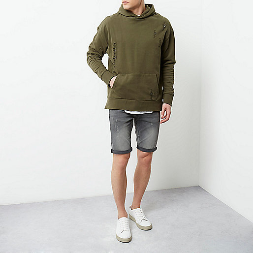 river island tiered dress,jacques-vertuk Online South Africa Light grey skinny fit distressed shorts Shorts Sale men