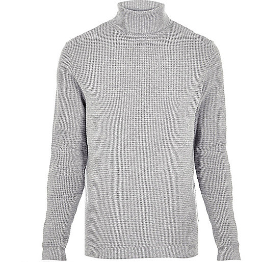 jacques-vertuk Light grey textured roll neck sweater 291012 men Jumpers / Cardigans