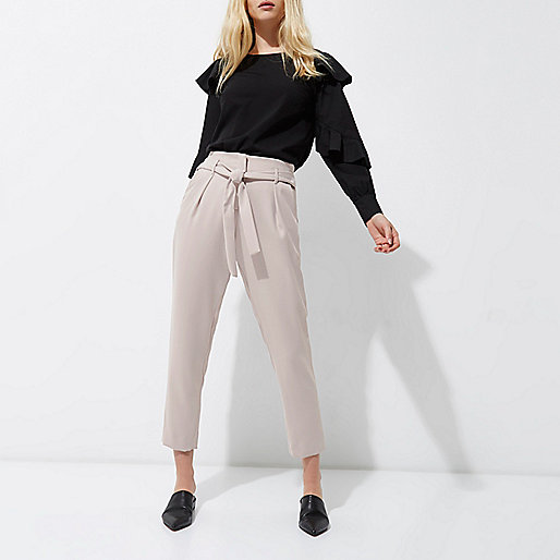 river island plisse,jacques-vertuk Ireland Light grey tie waist tapered pants women 705001