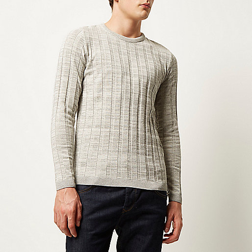 river island flares,jacques-vertuk Ireland Light grey wide ribbed slim fit sweater men 291329