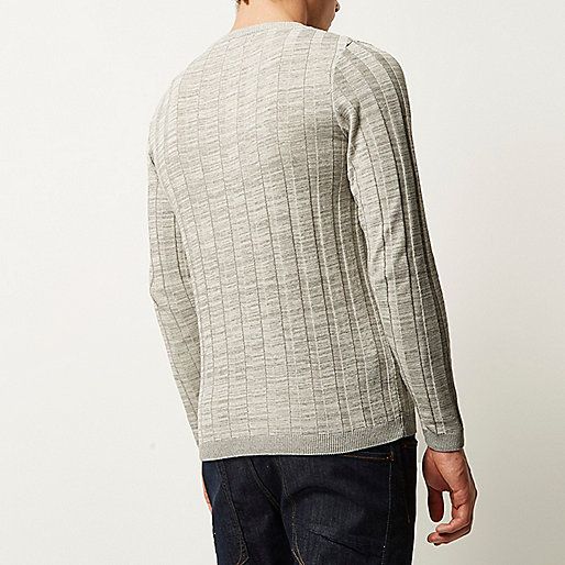 river island flares,jacques-vertuk Ireland Light grey wide ribbed slim fit sweater men 291329