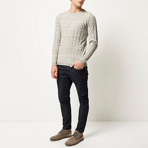 river island flares,jacques-vertuk Ireland Light grey wide ribbed slim fit sweater men 291329