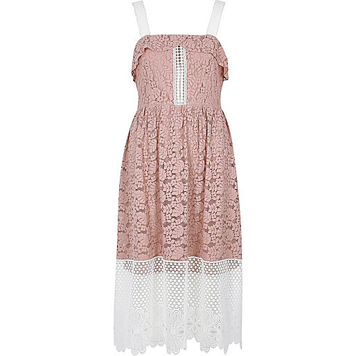 river island gold platform sandals,jacques-vertuk Stores Light pink and white lace midi dress women 696381