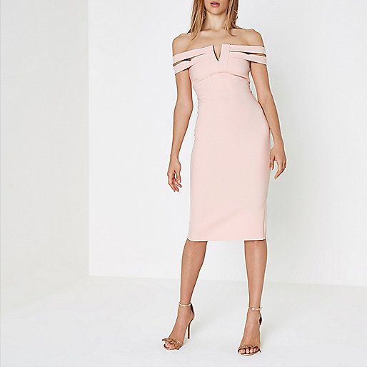 purple shoes river island,jacques-vertuk Stores Light pink bardot bodycon midi dress women 705232