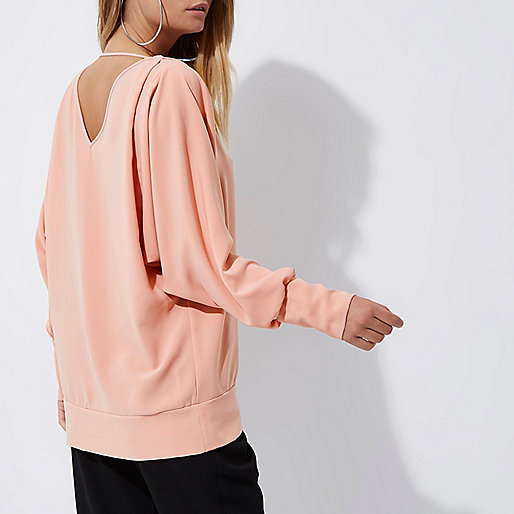 river island pink fur coat,jacques-vertuk Last Season Stock Light pink batwing V neck top Blouses Tops women