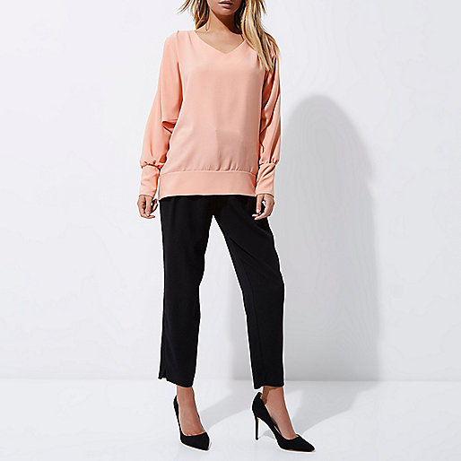 river island pink fur coat,jacques-vertuk Last Season Stock Light pink batwing V neck top Blouses Tops women