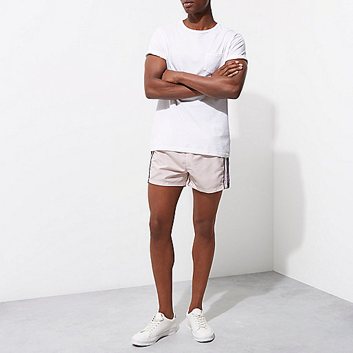 river island wide fit heels,Rive4R Island Light pink blocked stripe swim trunks Shorts Sale men