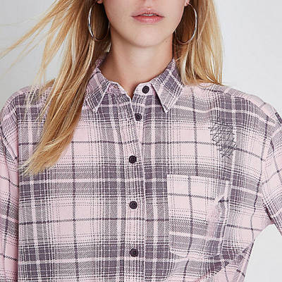 river island womens winter coats sale,Shop At jacques-vertuk Light pink check long sleeve shirt Shirts Tops women