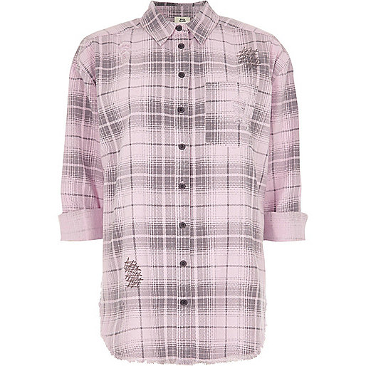 river island womens winter coats sale,Shop At jacques-vertuk Light pink check long sleeve shirt Shirts Tops women